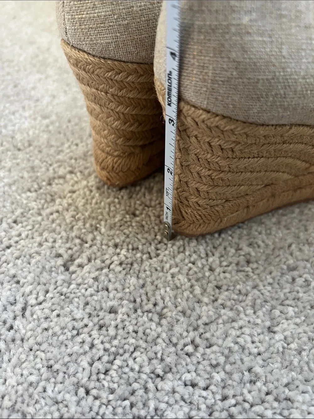 Jack Rogers Palmer toe closed Neutral Linen Espadrille Wedge Pumps - Women's 6.5